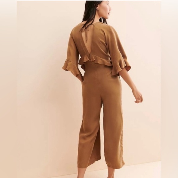 NWT SANCIA BROWN RUFFLE JUMPSUIT - Picture 2 of 9